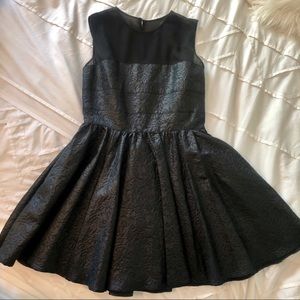 Rachel Zoe black brocade fit and flare mini dress